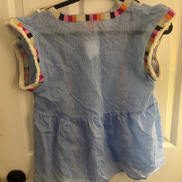NWT THML Top with Blue Stripes and Colorful Trim - Picture 5 of 5